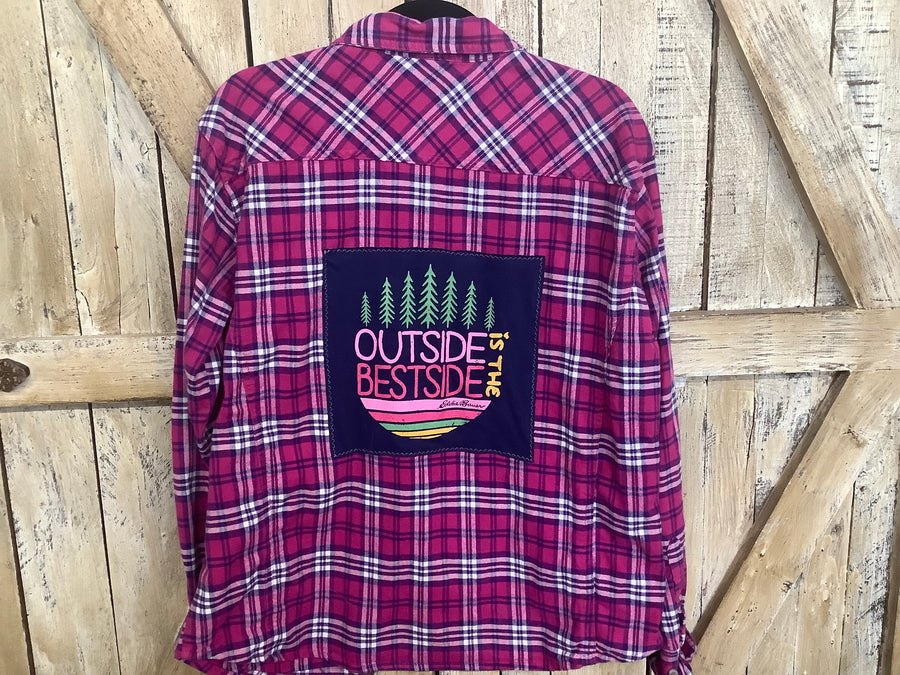 Repurposed Flannel Shirt with Outside Patch