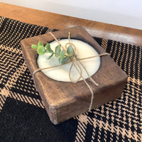 Wooden Square Bowl Candle