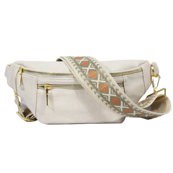 The Soho | Dual Zipper Sling Bag - Ivory