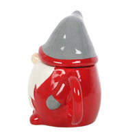 Red and Grey Christmas Gnome Lidded Mug