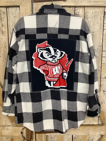 Repurposed Shirt with Wisconsin Football Patch