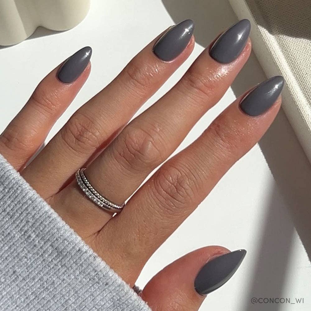 Ash Gray Press-On Nails | Short Almond