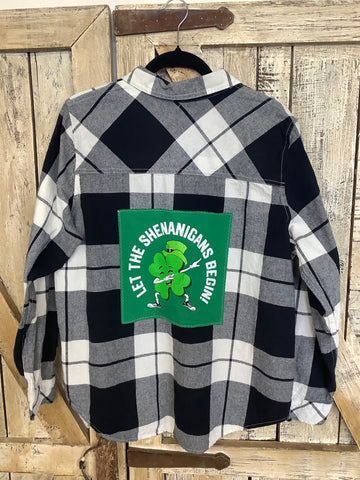 Repurposed Flannel Shirt with Shenanigans Patch