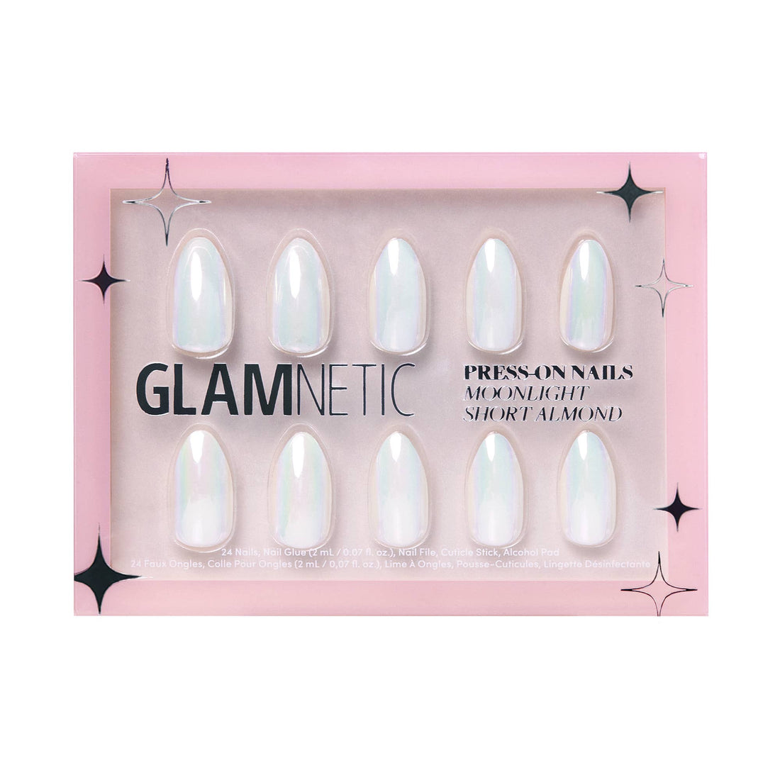 Moonlight Press-On Nails|Pearlescent White| Short Almond