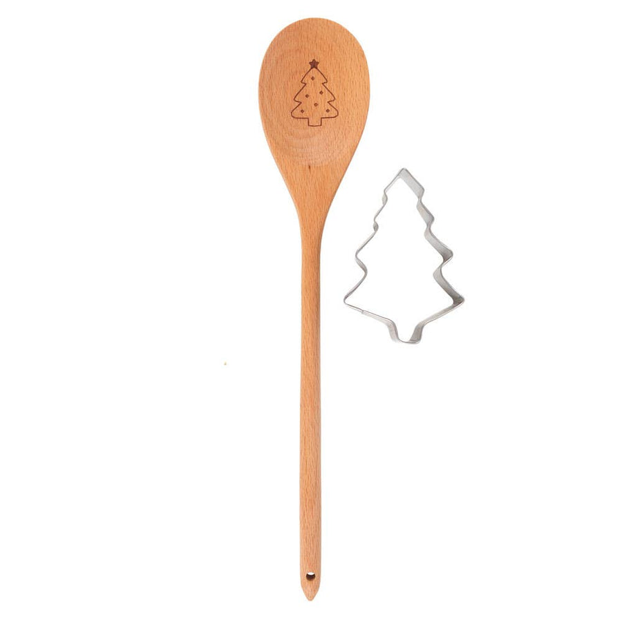 Christmas Tree Wooden Spoon Baking Set