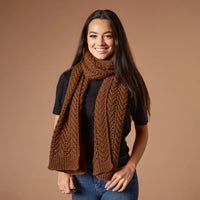 Chevron Knit Scarf - Brown