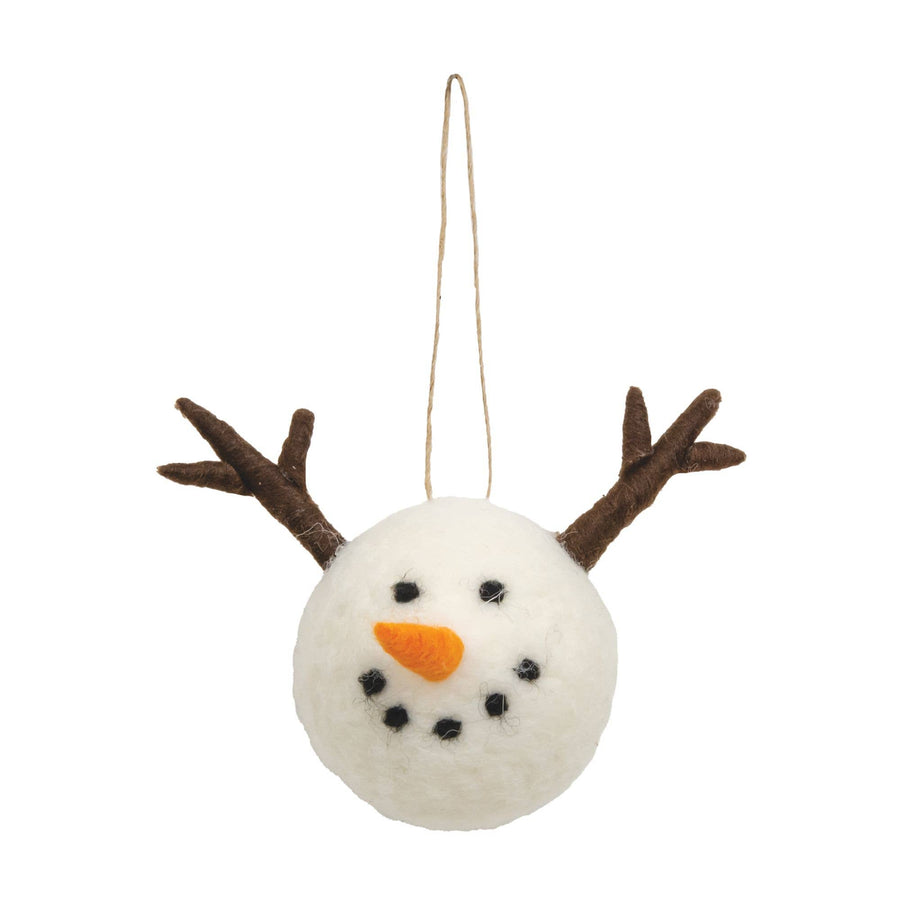 Felted Wool Snowman Reindeer Ornament