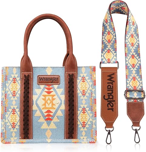 Wrangler Southwestern Small Canvas Crossbody Tote Bag