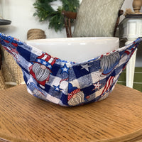 Patriotic Checkered Gnomes Bowl Cozy