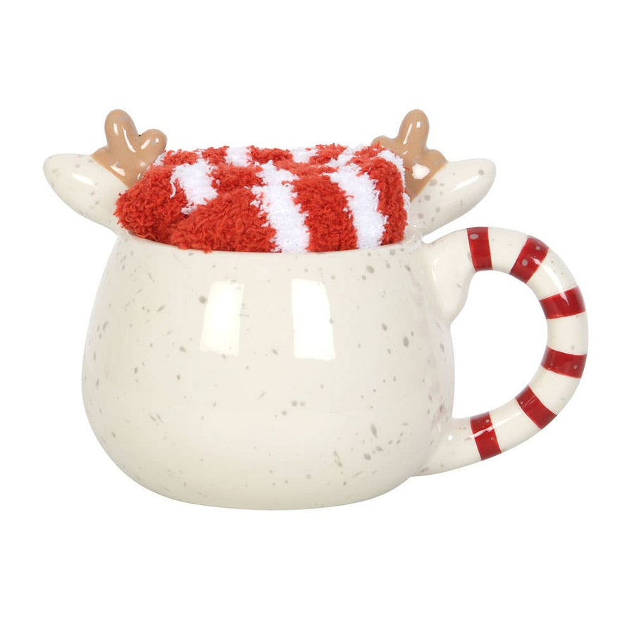 Rudolph Reindeer Christmas Mug and Socks Set