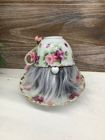 Pink + Purple Flowers Teacup Gnome