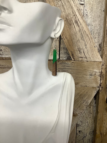 Green Tapered Resin Drop Earrings