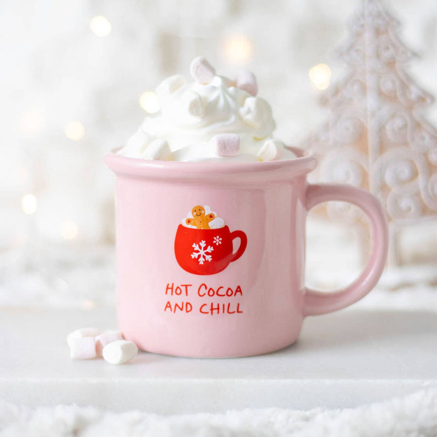 Pink Hot Cocoa and Chill Christmas Mug