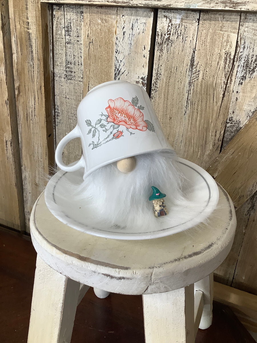 Coral Flower Teacup Gnome