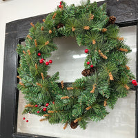 Wreath With Berries + Pinecones