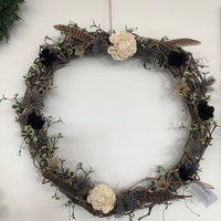 Pheasant + Duck + Guinea Fowl Feather Floral Wreath