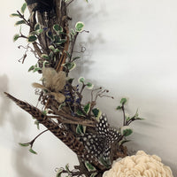 Pheasant + Duck + Guinea Fowl Feather Floral Wreath