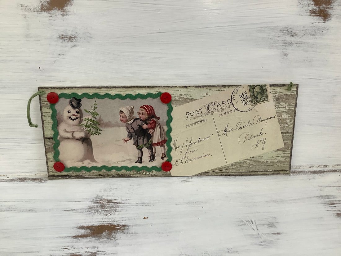 Postcard Christmas Wooden Sign