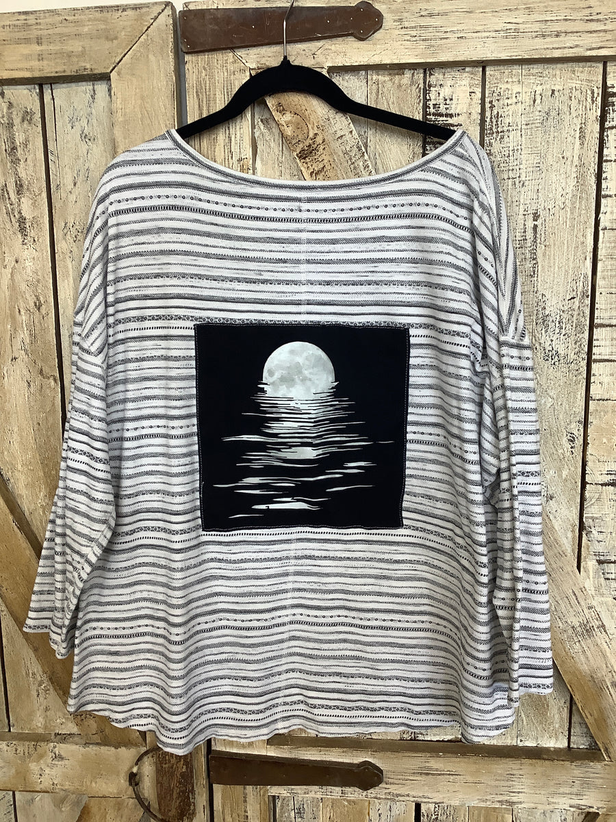 Repurposed Shirt with Moon Reflection Patch