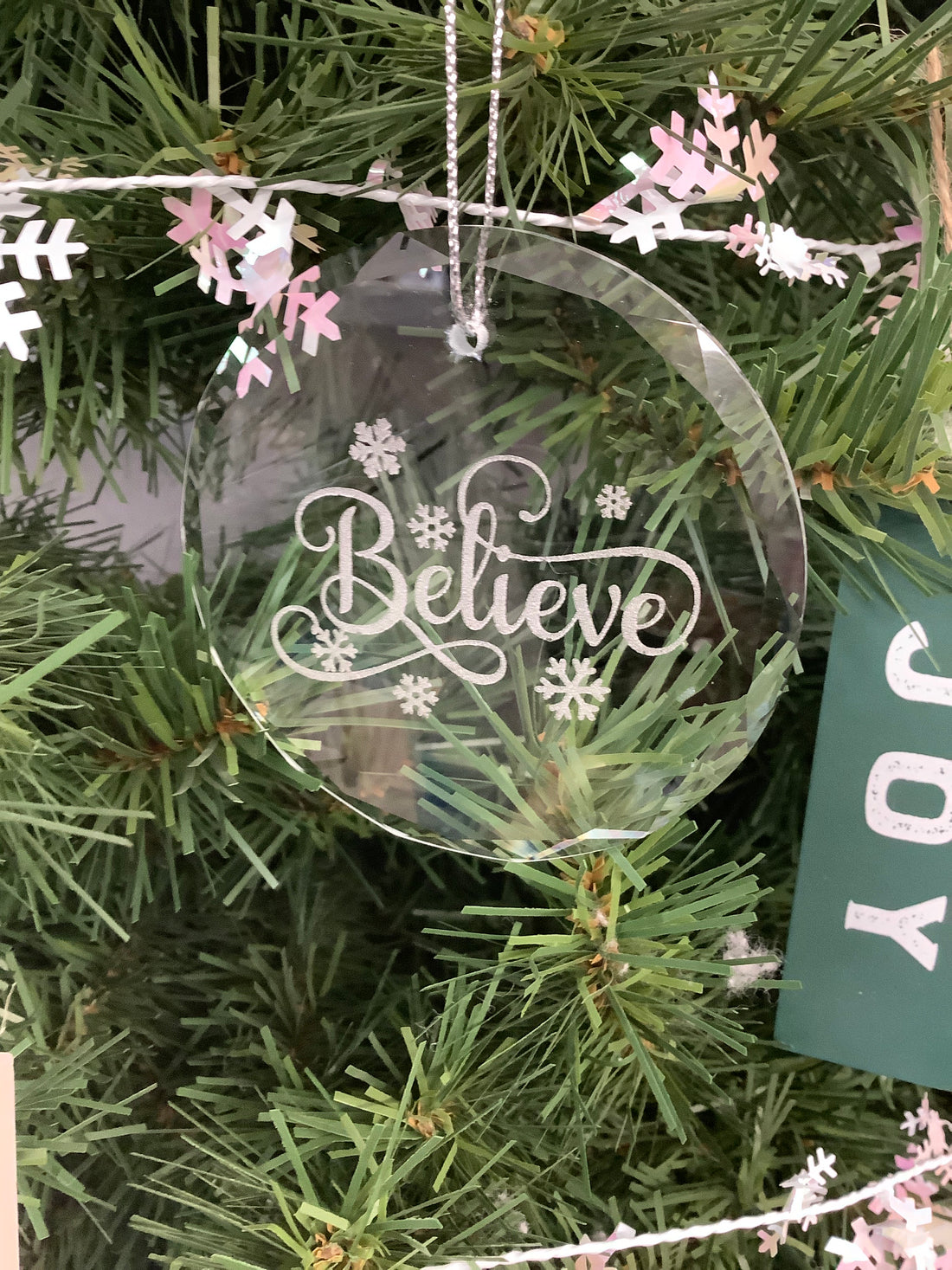 Believe Glass Ornament