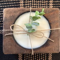 Wooden Square Bowl Candle