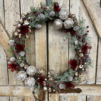 Pheasant Feather Floral Wreath - Holiday