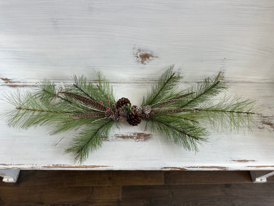 Holiday Mantle Swag - Feathers + Berries