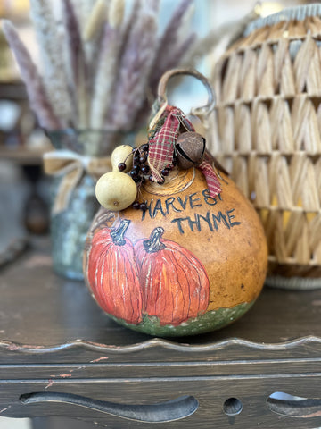 Harvest Thyme Hand Painted Gourd