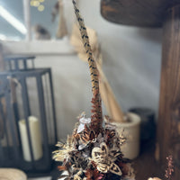 White Pumpkin Arrangement - Pheasant Feather Flower