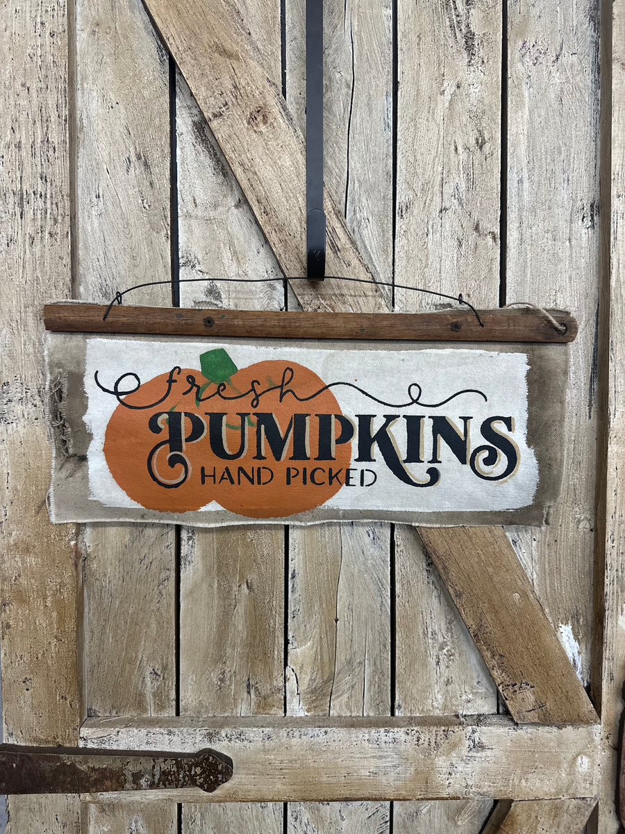 Fresh Pumpkins Hand Picked Hanging Sign