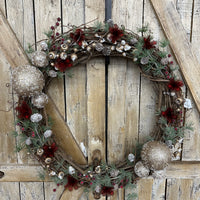 Pheasant Feather Floral Wreath - Holiday