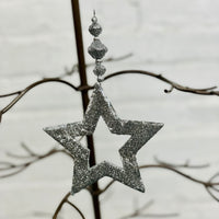 Silver Glitter Star Ornament