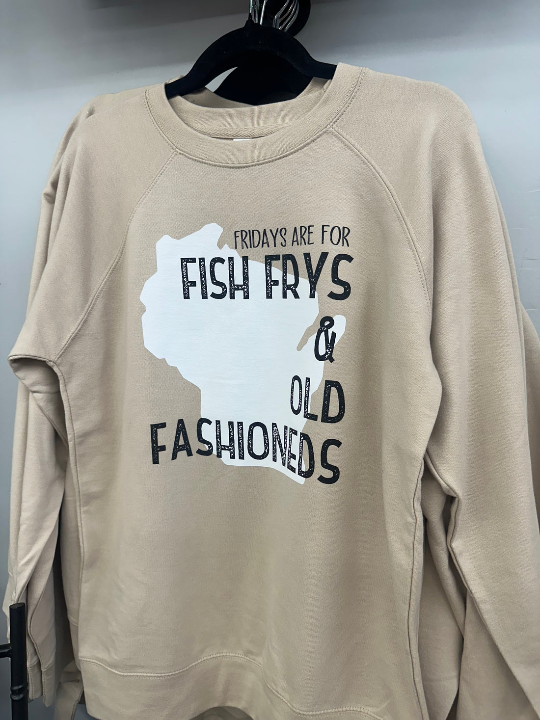 Fridays are for Fish Frys and Old Fashioneds Crewneck - Beige