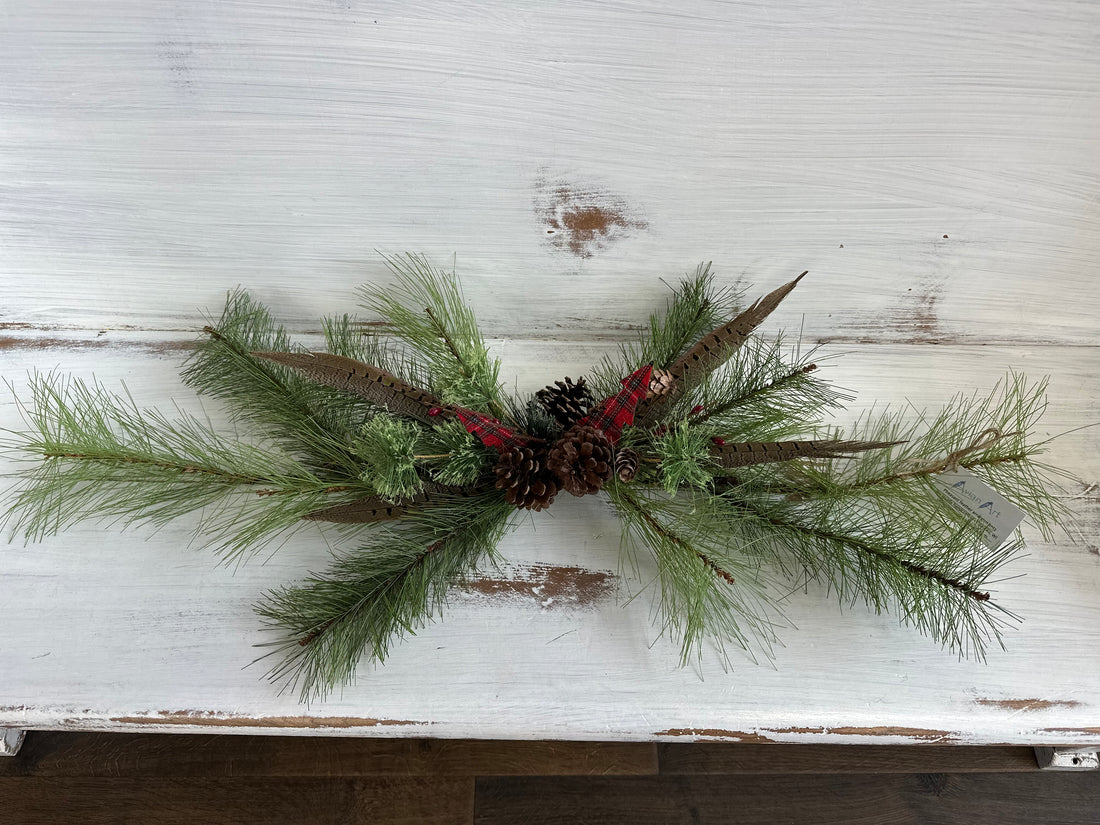 Holiday Mantle Swag - Feathers + Trees