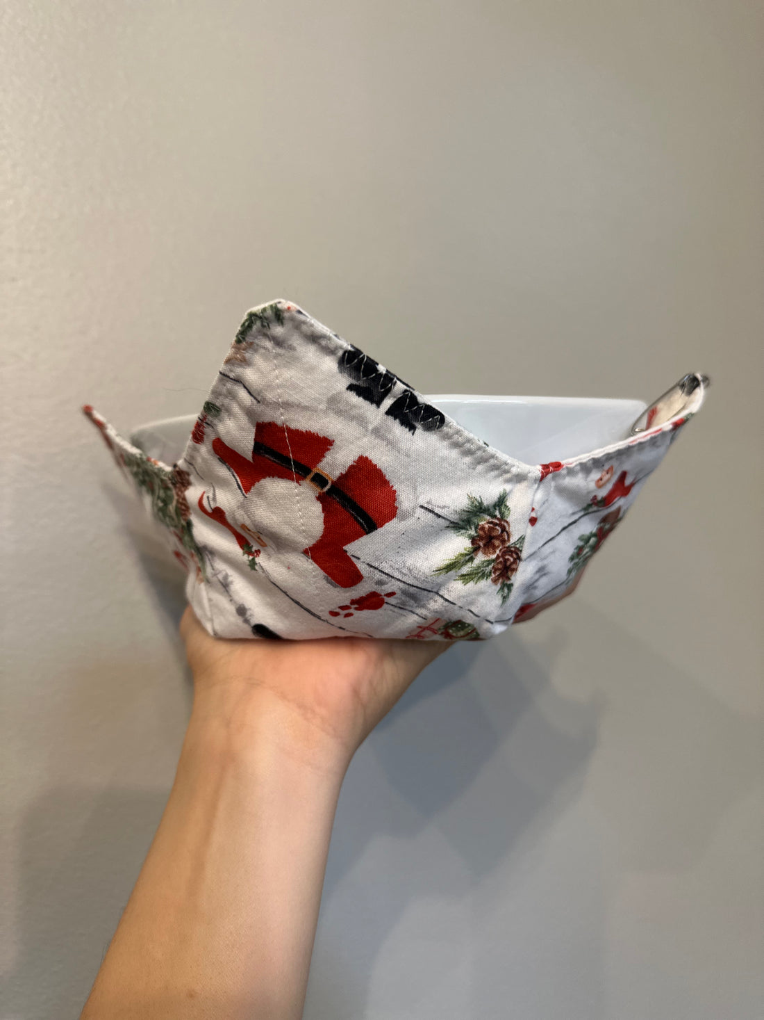 Santa With Christmas Trees Bowl Cozy