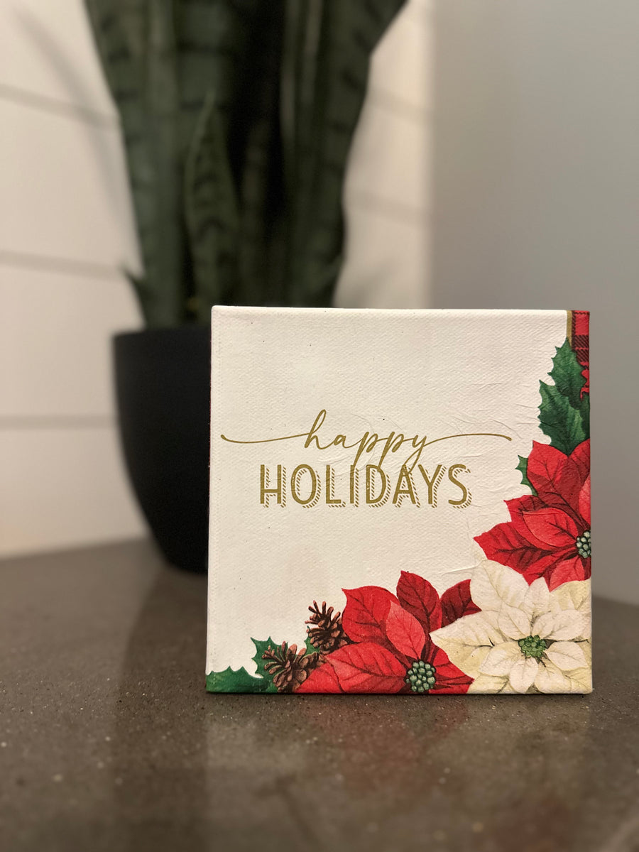 Happy Holidays Poinsettia Holiday Shelf Sitter