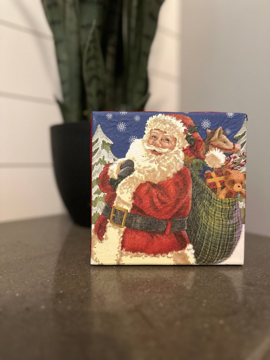 Santa Delivering Presents Holiday Shelf Sitter