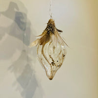 Handblown Glass Ornaments with Guinea and Goose Feathers