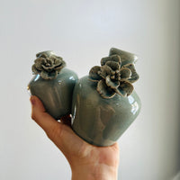 Ceramic Vases with Sculpted Flowers