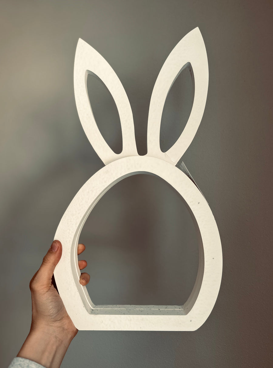 White Wood Bunny Head Cutout