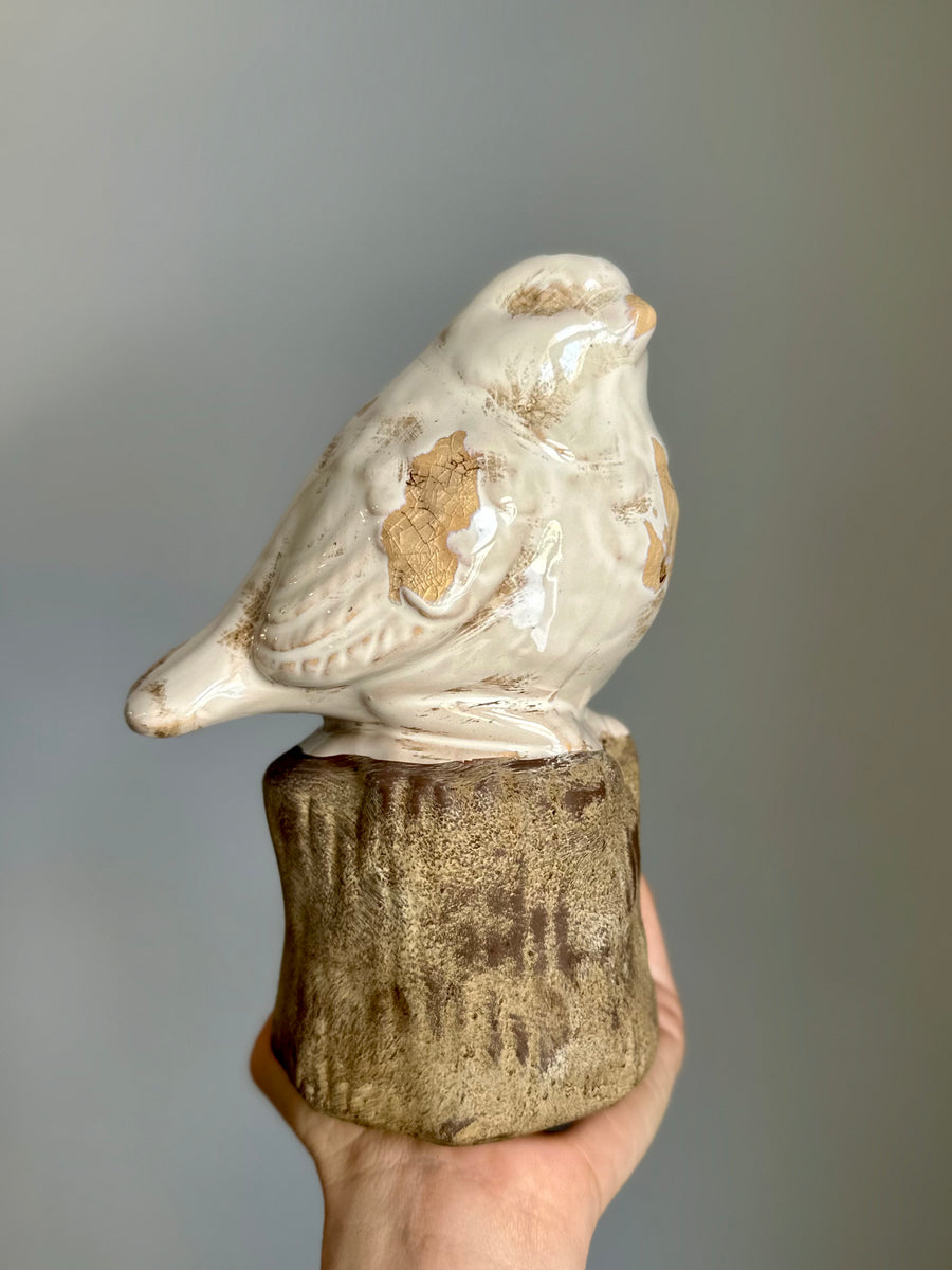 Perched Ceramic Sparrow