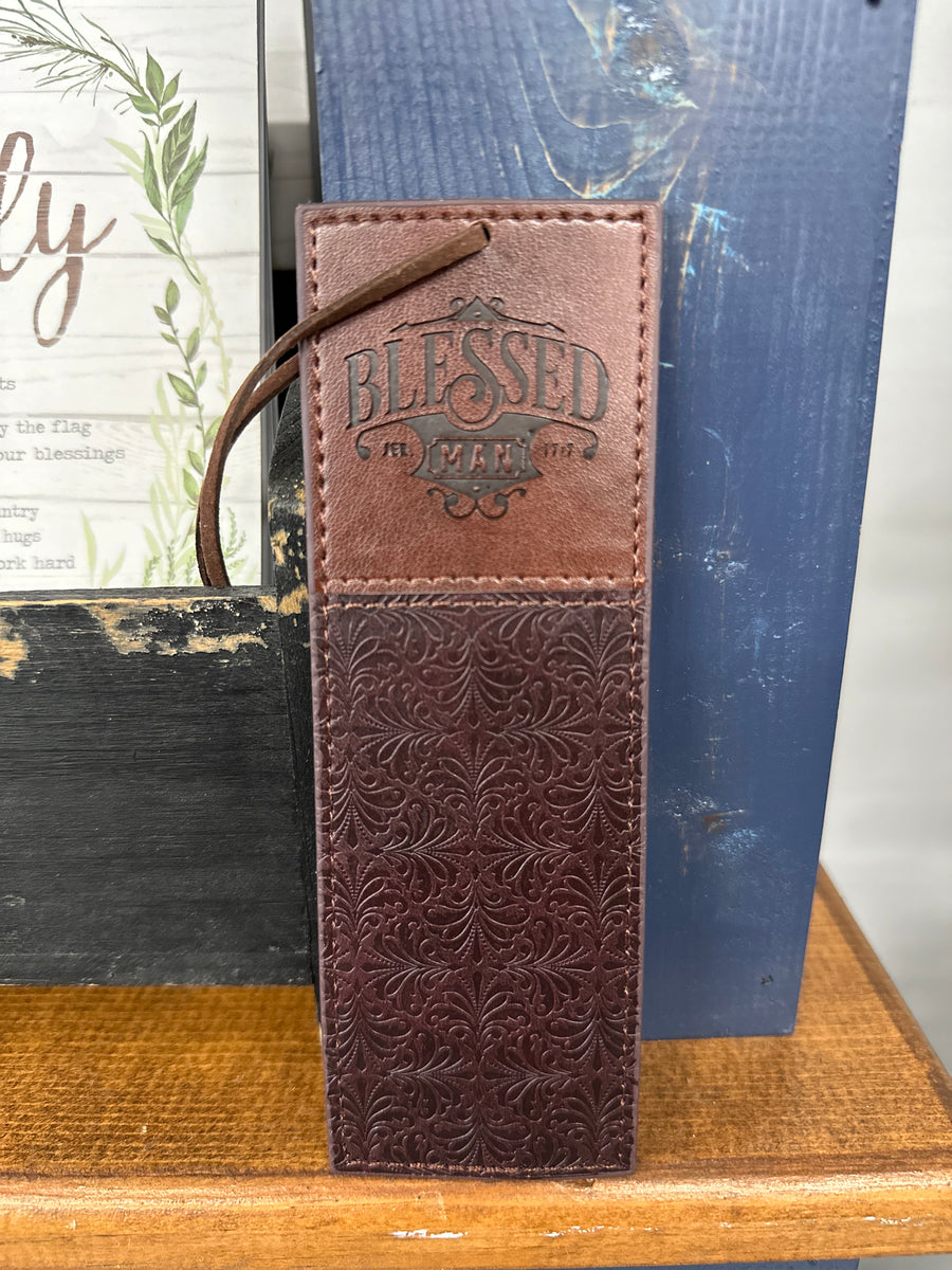 Blessed Man Leather Bookmark