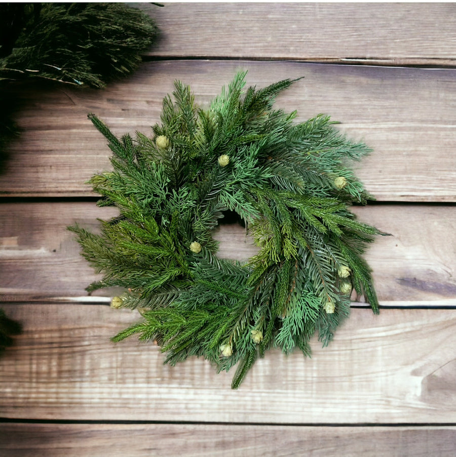 18" Pine + Cedar Wreath