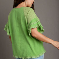 Melon Ruffled Top