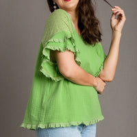 Melon Ruffled Top