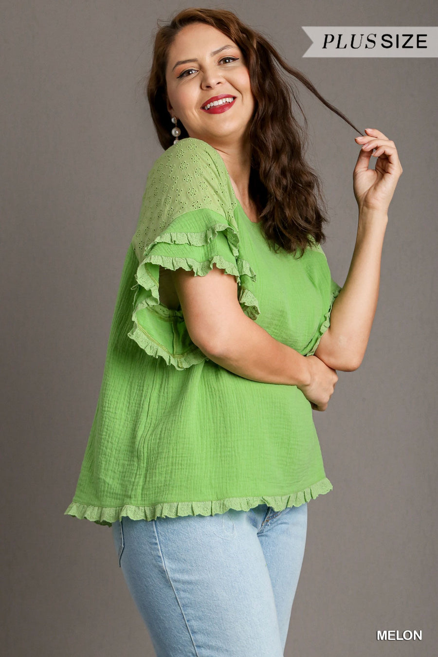 Melon Ruffled Top