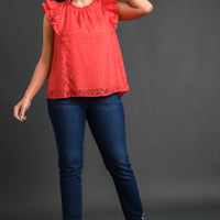 Tomato Red Leopard Top