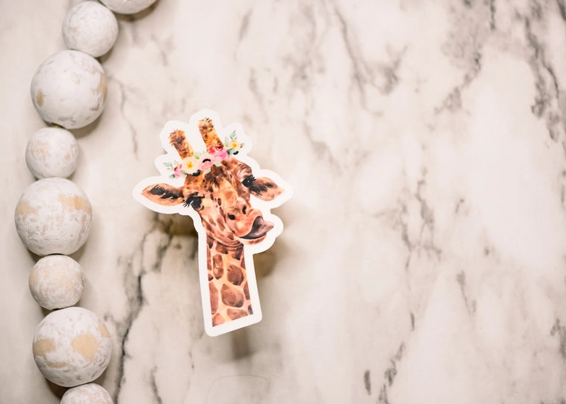 Giraffe Floral Clear Vinyl Sticker