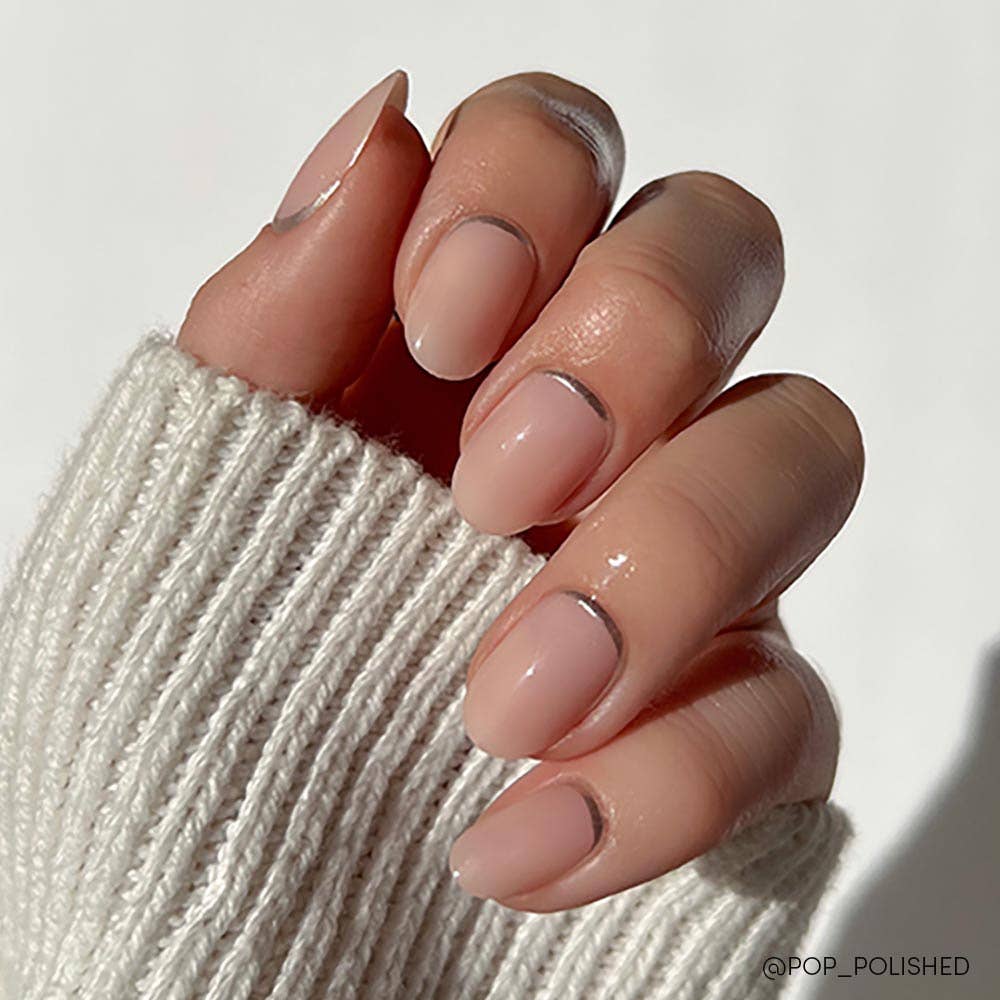 Silver Belle Press-On Nails|Natural Nail| Silver Accent