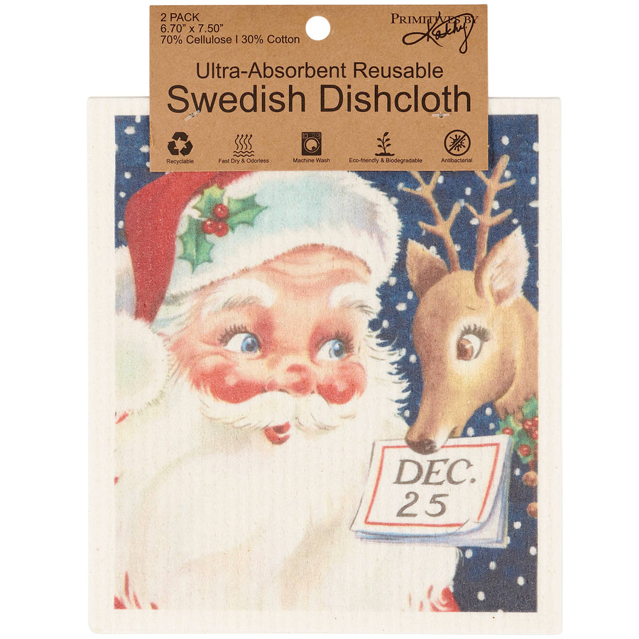 Retro Santa Claus Swedish Dishcloth Set